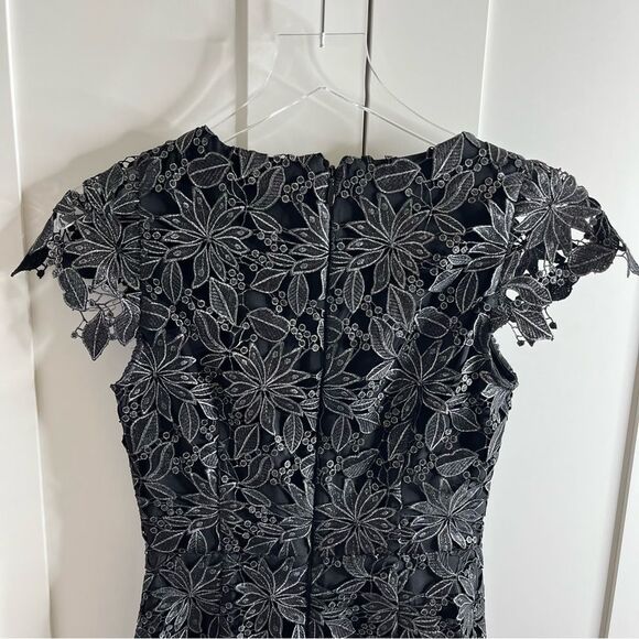 Molly Shayna Foiled‎ Lace Mini Dress Black Silver size 0 NWT - Picture 13 of 16